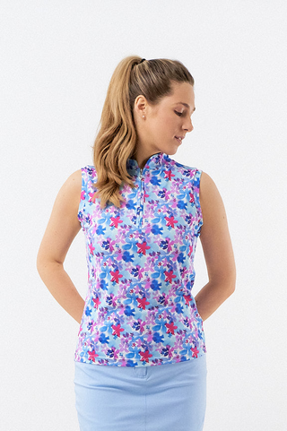 Pure Golf Ladies Rise Sleeveless Polo Shirt - Watercolour Daydream