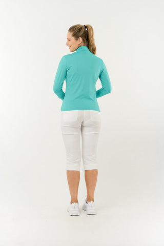 Tranquillity Ladies Golf Mid Quarter Zip Polo - Ocean Blue