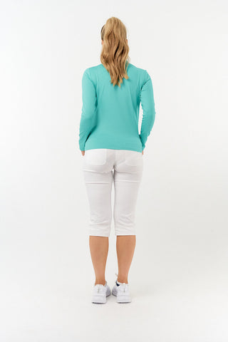 Tranquillity Ladies Golf Mid Quarter Zip Polo - Ocean Blue