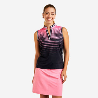 Vivia Mock Sleeveless Ladies Golf Top - Navy & Pink