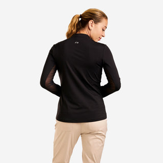 Leda Mock Long Sleeve Golf Top - Black