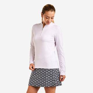Leda Mock Long Sleeve Golf Top - White