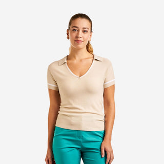 Nyla Short Sleeve Golf Sweater - Cream