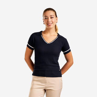 Nyla Short Sleeve Golf Sweater - Navy
