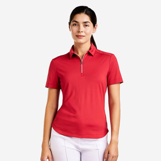 Naila II Jacquard Golf Polo - Chinese Red