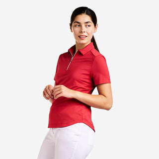 Naila II Jacquard Golf Polo - Chinese Red