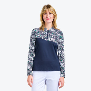 Nivo Ladies Lolita Long Sleeve Liv Cool Mock - Navy/White