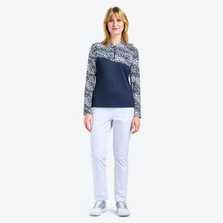 Nivo Ladies Lolita Long Sleeve Liv Cool Mock - Navy/White