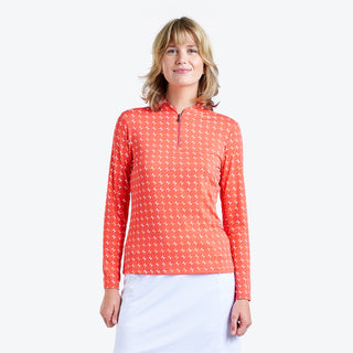 Nivo Ladies Lolita Long Sleeve Liv Cool Mock - Papaya