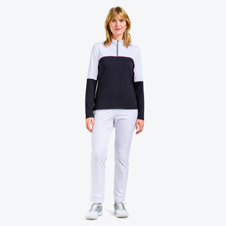Nivo Ladies Gaia Long Sleeve Golf Mock - White & Black
