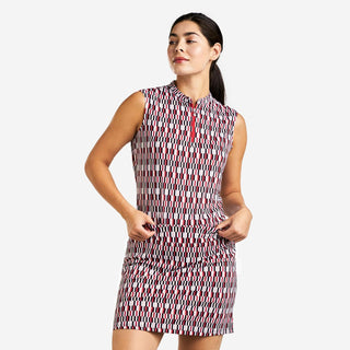 Linnea Sleeveless Polo - Red & Cream