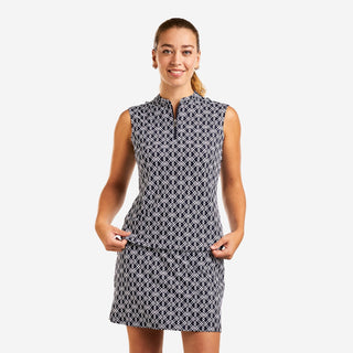 Linnea Sleeveless Polo - Navy & White