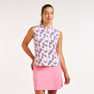 Linnea Sleeveless Polo - Rose & Navy