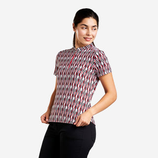 Lynda Cap Sleeve Polo - Red & Cream