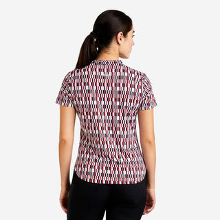 Lynda Cap Sleeve Polo - Red & Cream