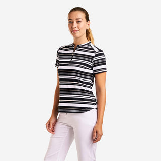 Lynda Cap Sleeve Polo - Black & White
