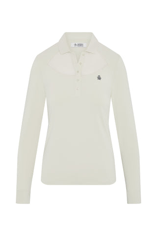 Penguin Ladies Golf Long Sleeve Polo with Power Mesh Yoke - Silver Birch