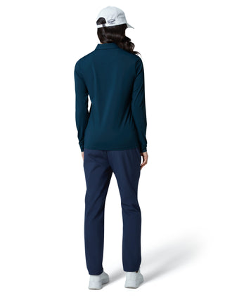 Penguin Ladies Golf Long Sleeve Polo with Power Mesh Yoke - Navy