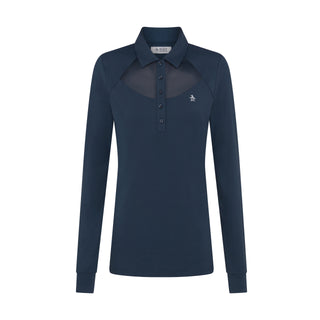 Penguin Ladies Golf Long Sleeve Polo with Power Mesh Yoke - Navy
