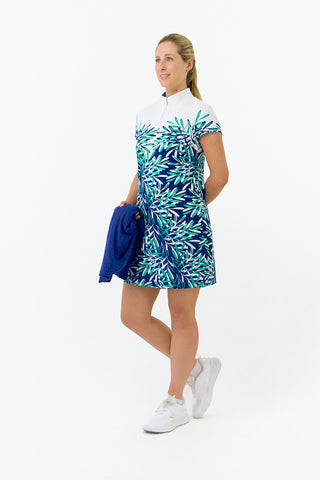 Pure Golf Carly Cap Sleeve Dress- Floating Palms