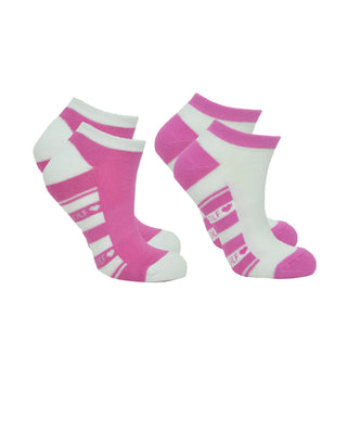 Ladies 2 Pair Pack Of Trainer Golf Socks- Azalea Pink