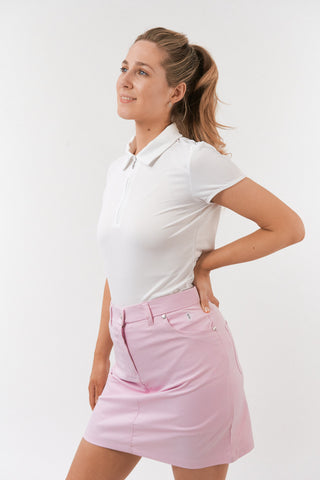 Pure Golf Ladies Keyla Lace Cap Sleeve Polo Shirt - White