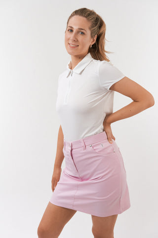 Pure Golf Ladies Keyla Lace Cap Sleeve Polo Shirt - White