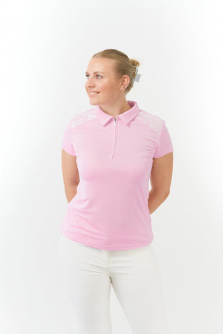 Pure Golf Ladies Keyla Lace Cap Sleeve Polo Shirt - Blossom