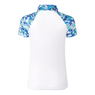 Pure Golf Spirit Cap Sleeve Womens Golf Polo Shirt - Dappled Ocean