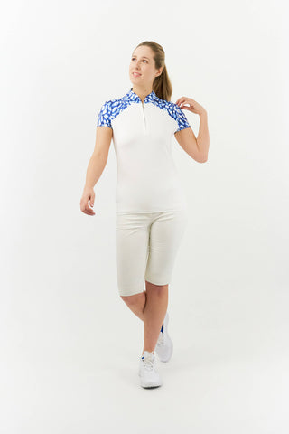 Pure Golf Spirit Cap Sleeve Womens Golf Polo Shirt - Leopard Lake