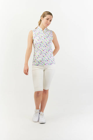 Pure Golf Rise Womens Sleeveless Polo Shirt - Ethereal Bouquet
