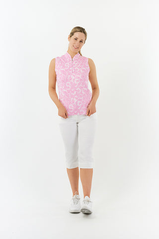 Pure Golf Rise Sleeveless Polo Shirt - Candy Pebble