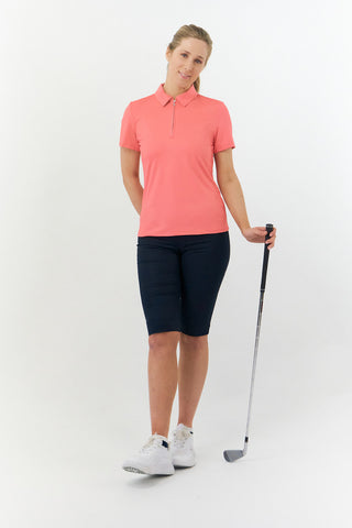 Pure Golf Christina Cap Sleeve Polo Shirt - Coral