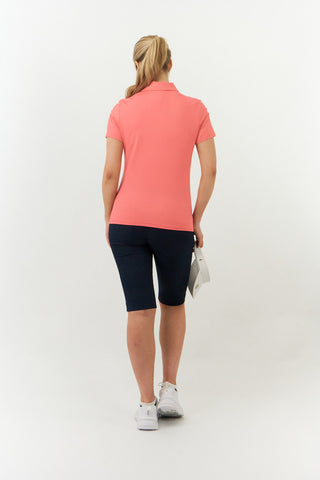 Pure Golf Christina Cap Sleeve Polo Shirt - Coral
