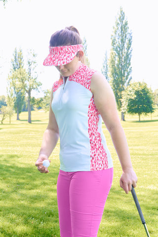 Pure Golf Freda Sleeveless Golf Polo Shirt - Petal Polka