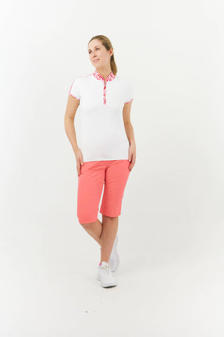 Pure Golf Brooke Cap Sleeve Womens Golf Polo Shirt - Petal Polka