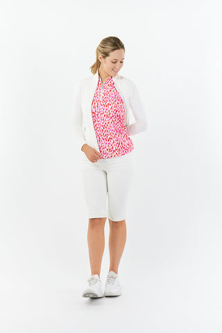 Pure Golf Felicity Sleeveless Golf Polo Shirt - Petal Polka