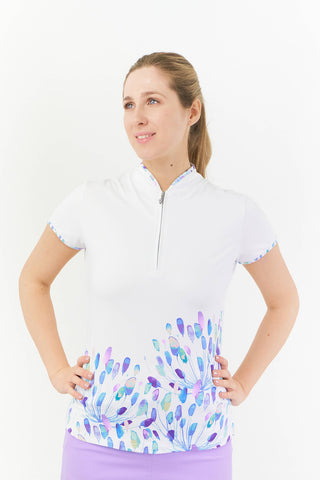 Pure Golf Aria Cap Sleeve Polo Shirt - Opal Wish