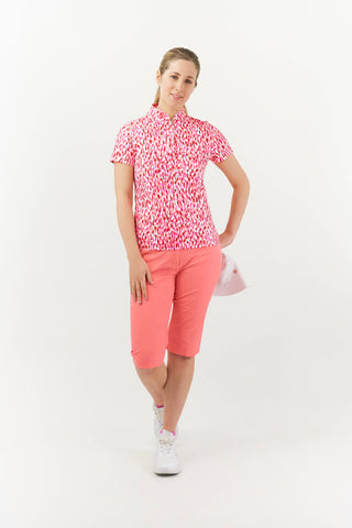 Pure Golf Ellen Short Sleeve Womens Golf Polo Shirt - Petal Polka
