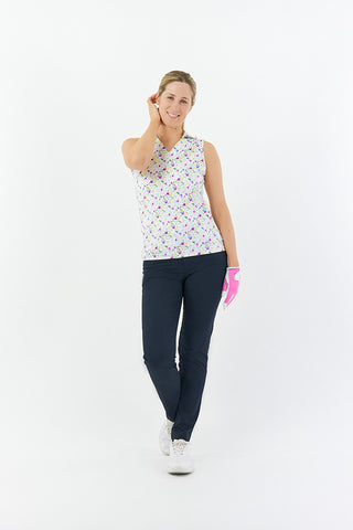 Pure Golf Aelia Sleeveless Golf Polo Shirt - Ethereal Bouquet
