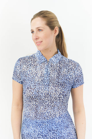 Pure Golf Serendipity Mesh Cap Sleeve Womens Golf Polo Shirt - Peardrop Sapphire