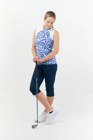 Pure Golf Hope Sleeveless Golf Polo Shirt - Leopard Lake