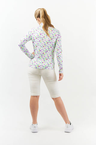Pure Golf Serenity Quarter Zip Long Sleeve Golf Mid Layer - Ethereal Bouquet