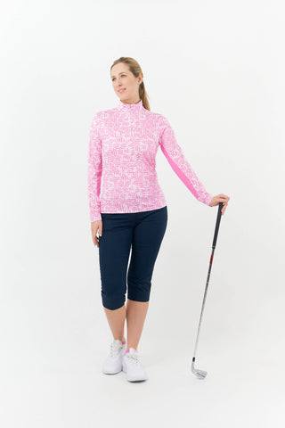 Pure Golf Balance Quarter Zip Long Sleeve Golf Mid Layer - Candy Pebble