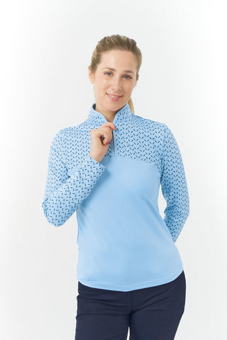 Pure Golf Cedar Long Sleeve Zip Top - Soar