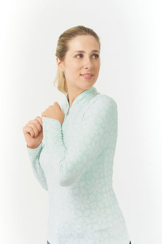 Pure Golf Ashlea Long Sleeve Zip Top - Frosted Field