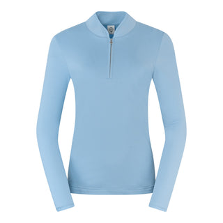 Pure Golf Bloom Brushed Long Sleeve Zip Top - Powder Blue