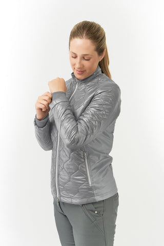 Pure Golf Bronwyn Quilted Ladies Golf Jacket - Charcoal Grey