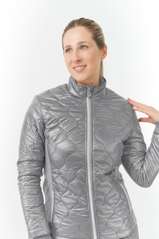 Pure Golf Bronwyn Quilted Ladies Golf Jacket - Charcoal Grey