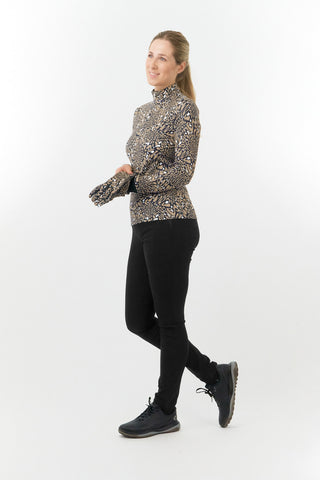 Pure Golf Arusha Ladies Golf Long Sleeve Quarter Zip Top - Wild Truffle